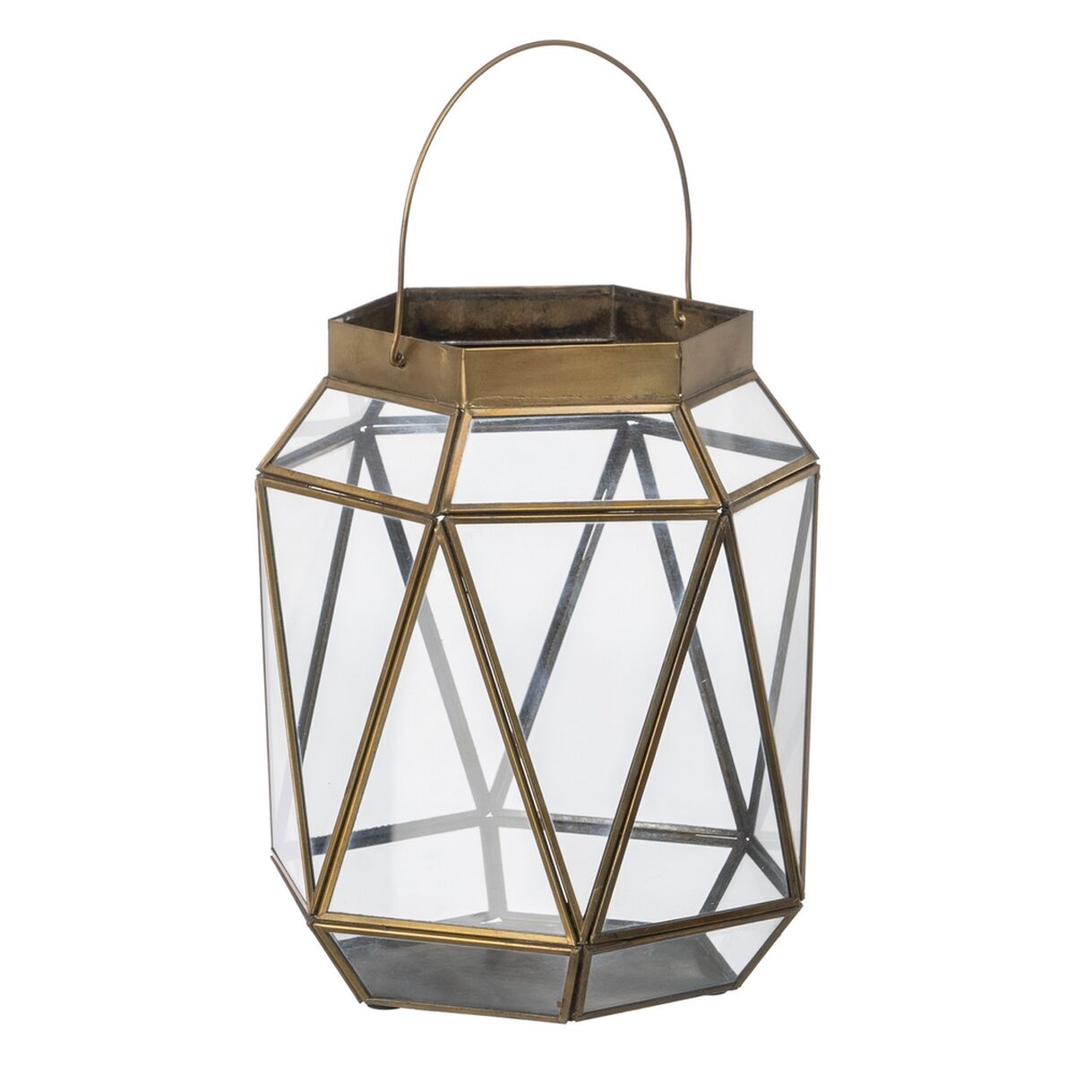 Lantern 23 x 23 x 27 cm Glass Gold Metal Candle Holder