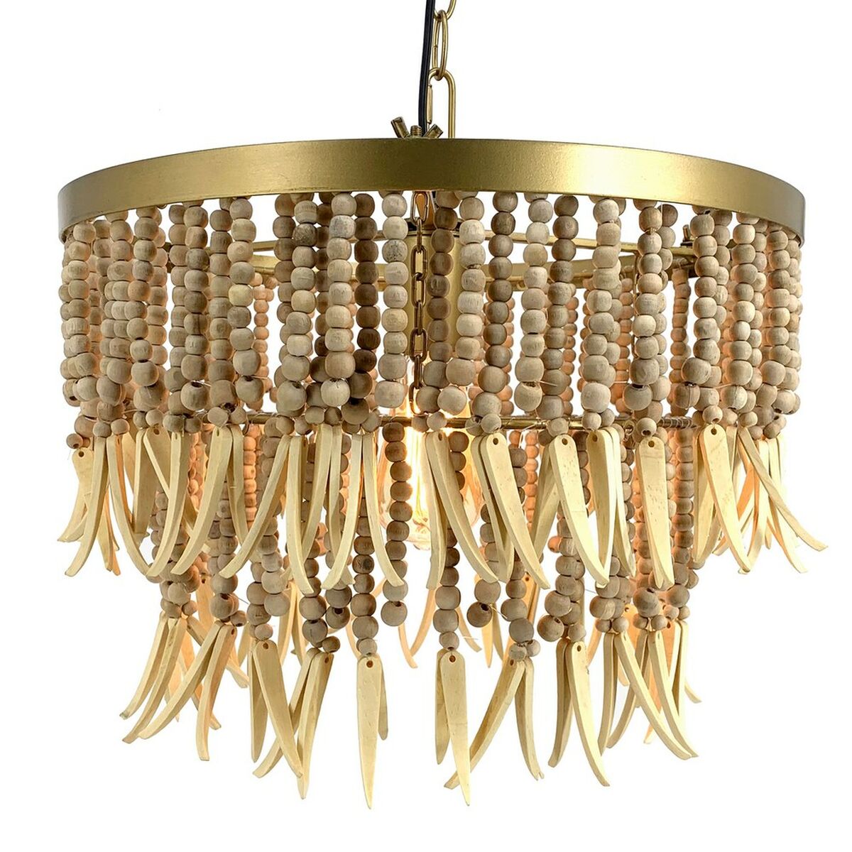 Ceiling Lamp 40 x 40 x 29 cm Natural Metal Wood