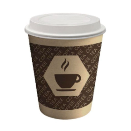Cup with Lid Algon Coffee Cardboard Disposable 200 ml 10 Units