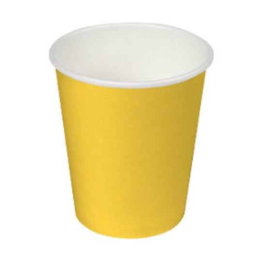 Set of Disposable Algon Cardboard Cups 200 ml Yellow 24 Units
