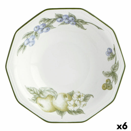 Set of 6 Classic Ceramic Deep Plates with Fruit