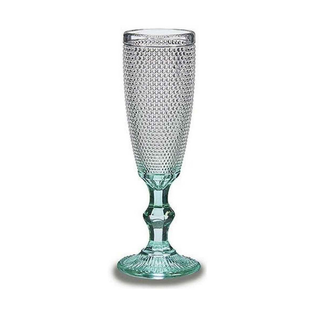 Champagne glass Dots Transparent Turquoise Glass 6 Units (185 ml)