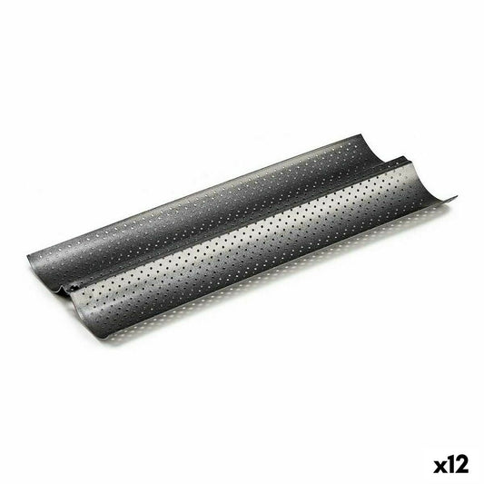 Bandeja de aço carbono cinza escuro (16 x 2,5 x 38 cm) (12 unidades)
