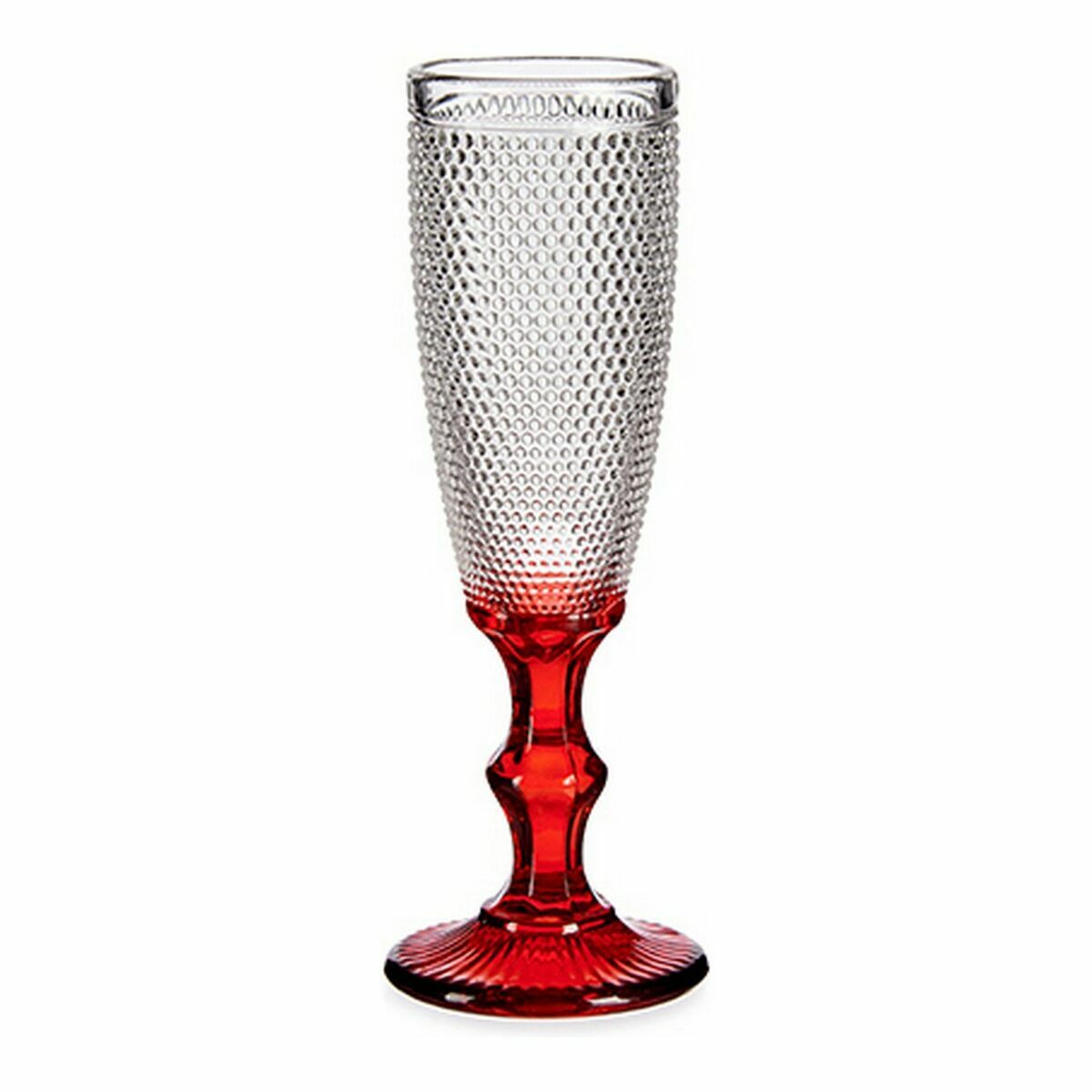 Champagne glass Red Transparent Dots Glass 6 Units (180 ml)