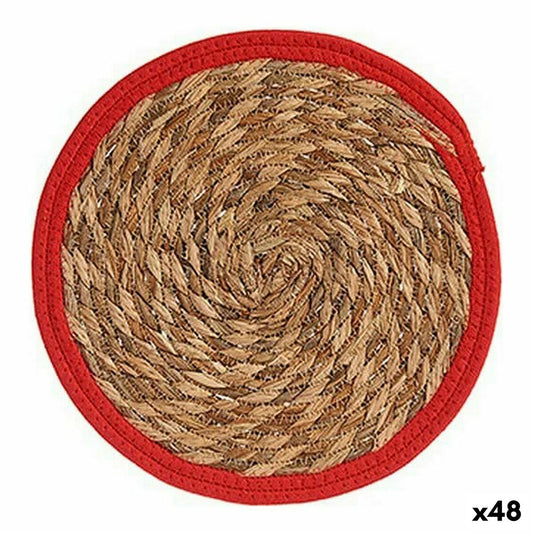 Trivet vermelho natural Fibra natural (30 x 1 x 30 cm) (48 unidades)