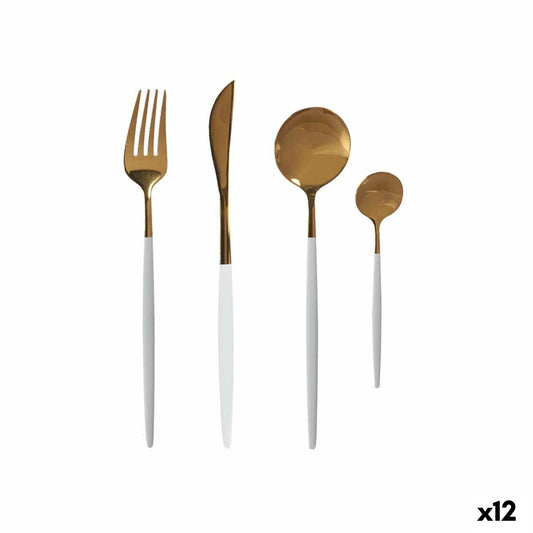 Gold White Stainless Steel Cutlery Set (12 Units)