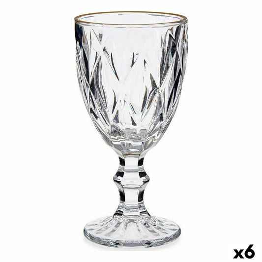 Taça de Vinho Ouro Copo Transparente 6 Unidades (330 ml)