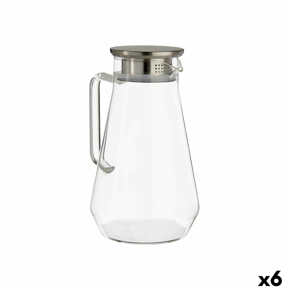 Jarra con Tapa y Dosificador Transparente Acero Inoxidable 1,5 L (6 Unidades)