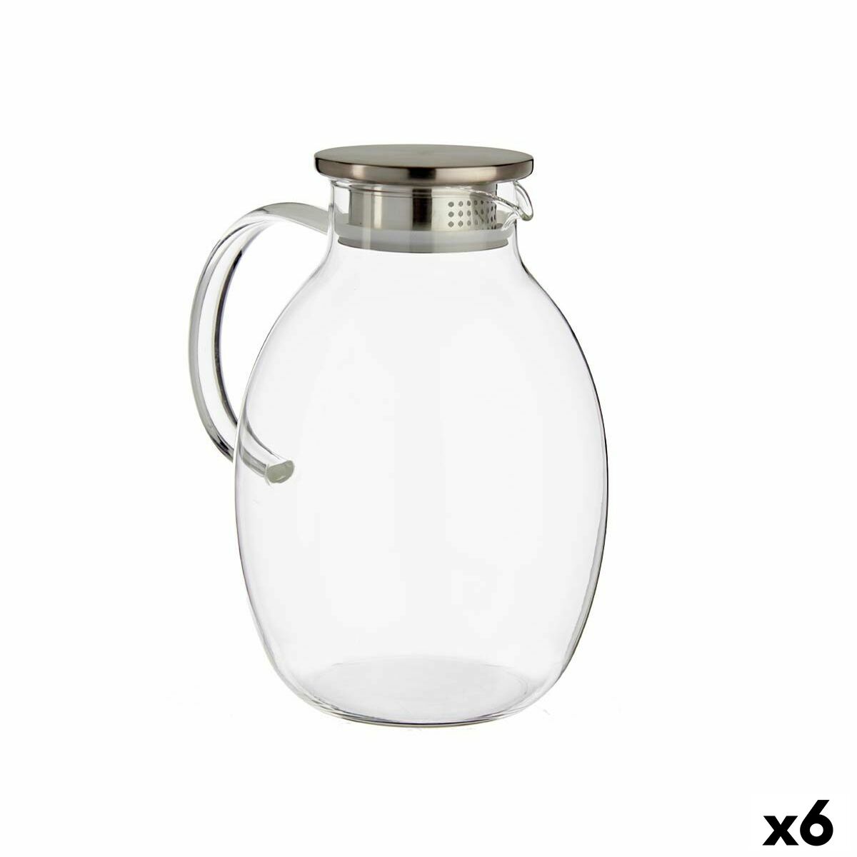 Jarro com Tampa e Dosificador Transparente Aço inoxidável 2,5 L (6 Unidades)