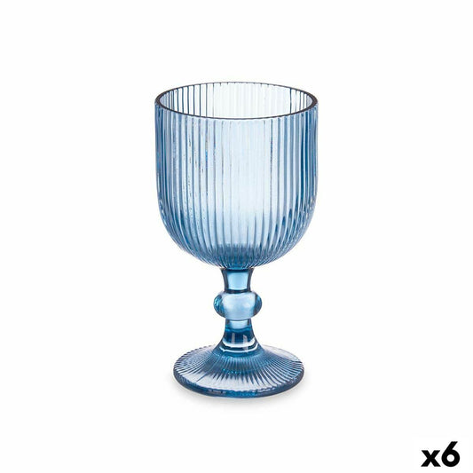 Wineglass Stripes Blue Glass 370 ml (6 Units)