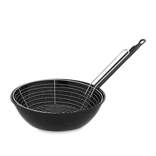 Frying Pan with Basket Vaello Black Enamelled Steel (Ø 28 cm)